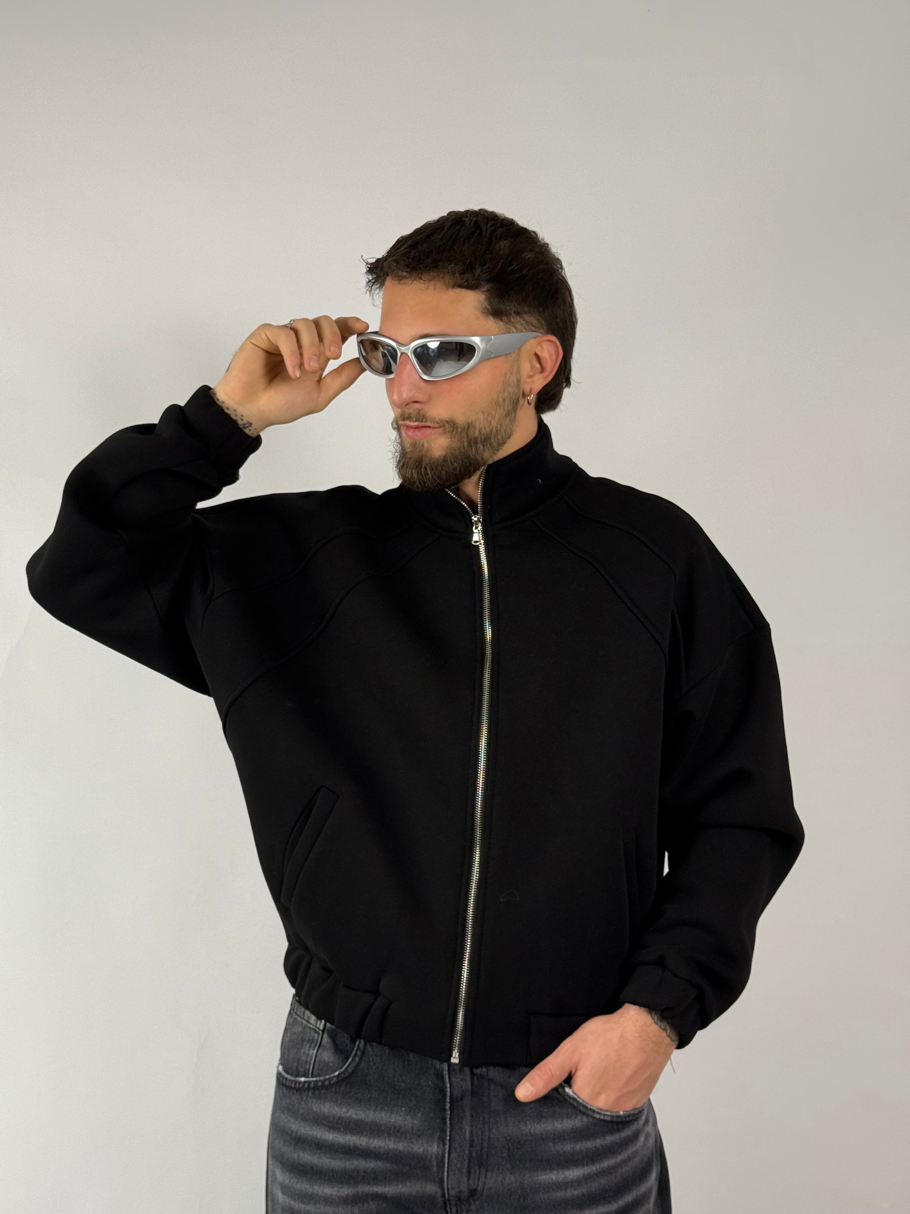 Felpa zip “grand prix” nera