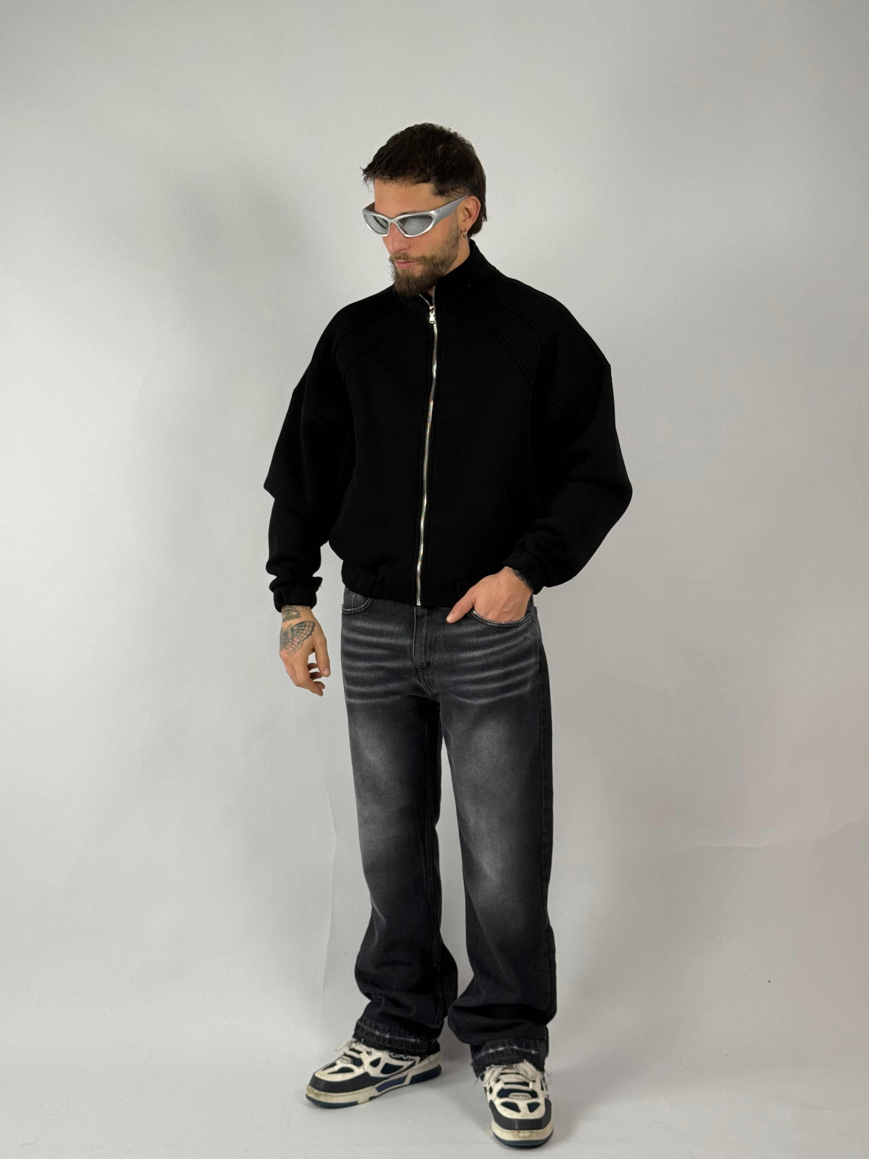 Felpa zip “grand prix” nera