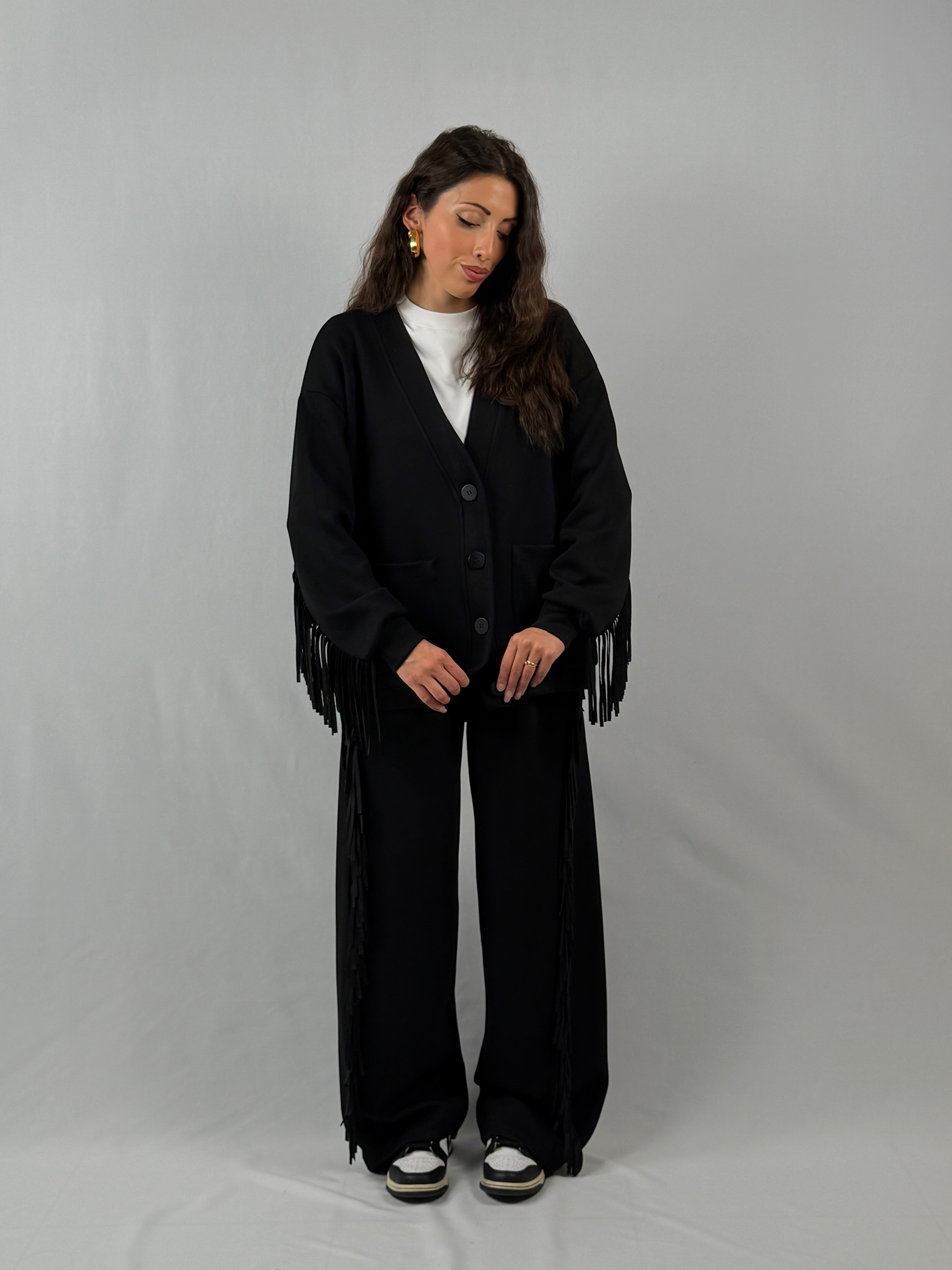 Cardigan frange Lumina nero