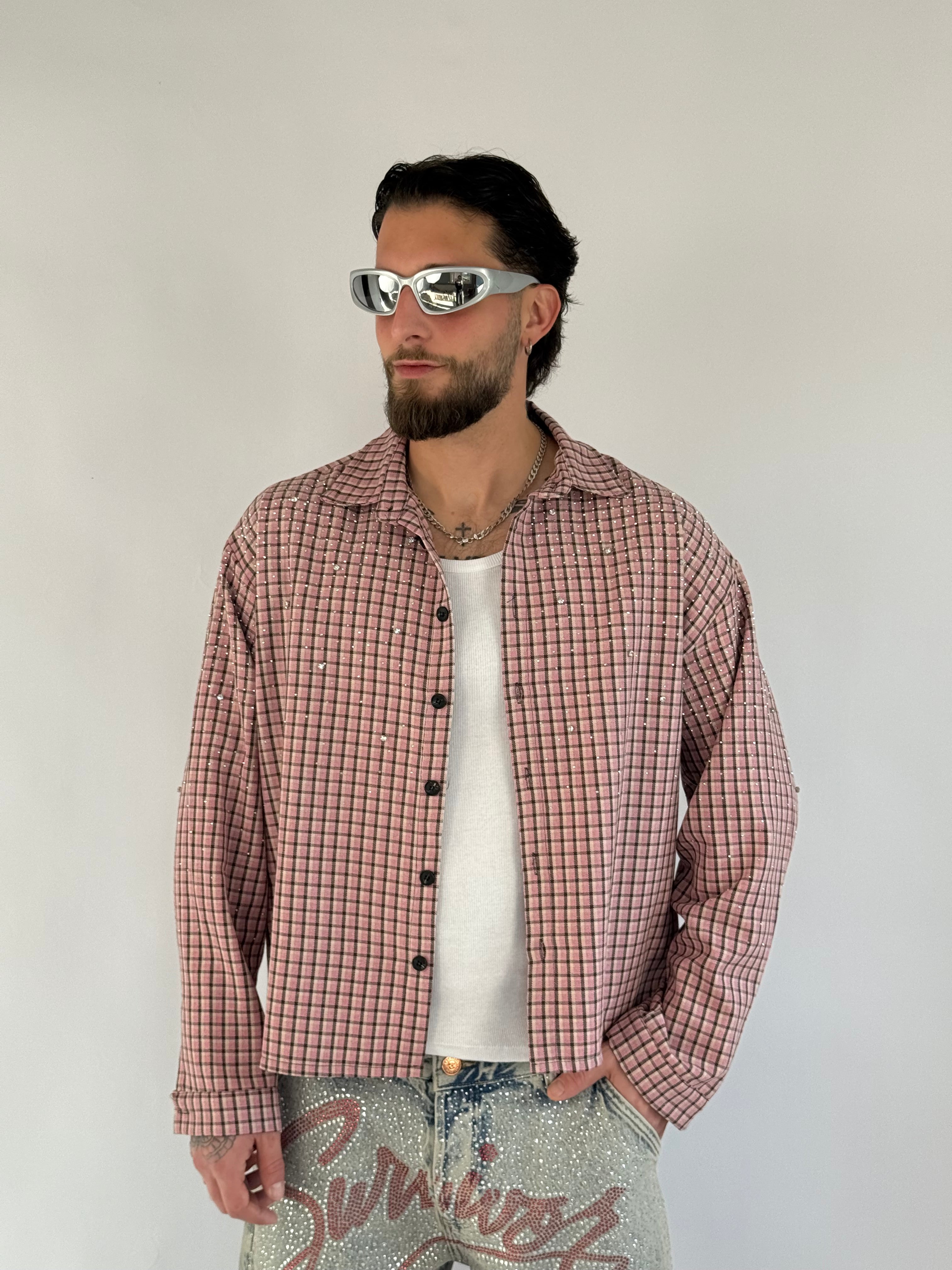 Camicia crop quadri diamond