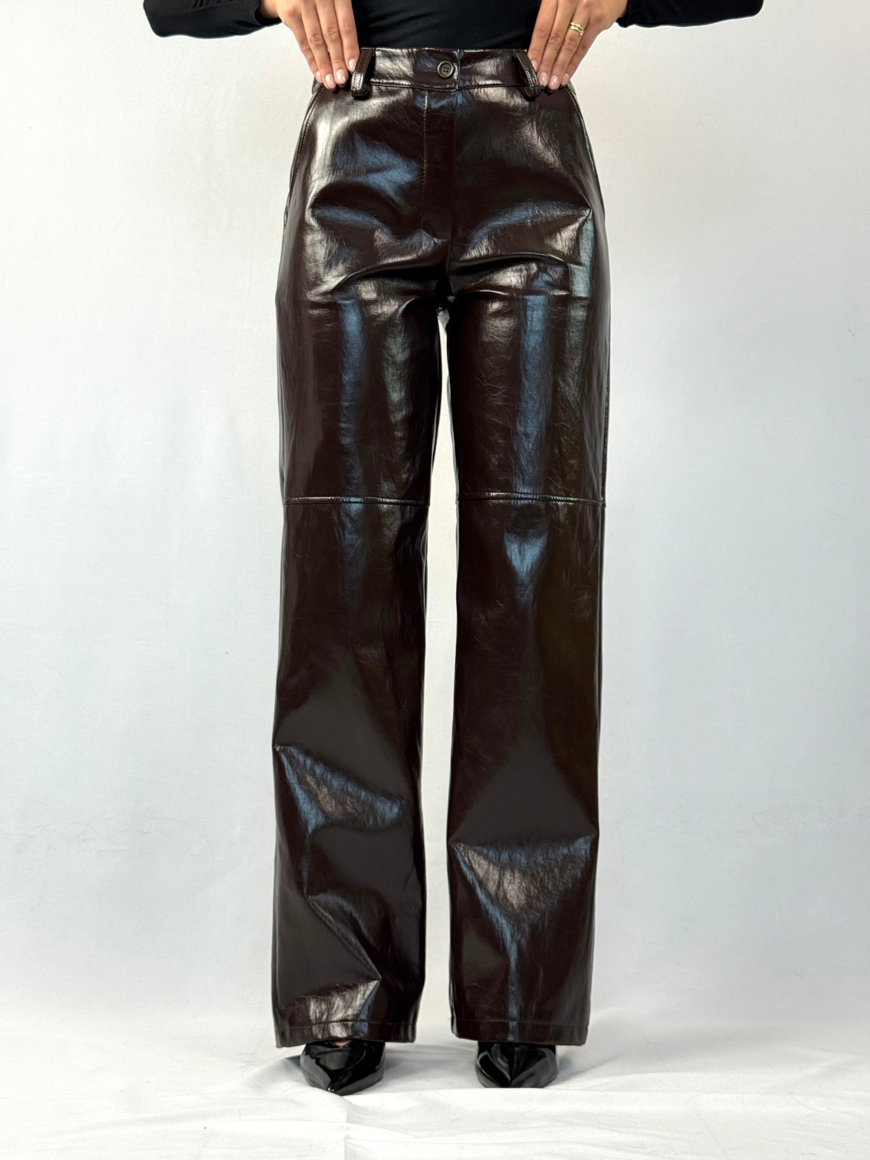 Pantalone ecopelle bordeaux effetto vinile