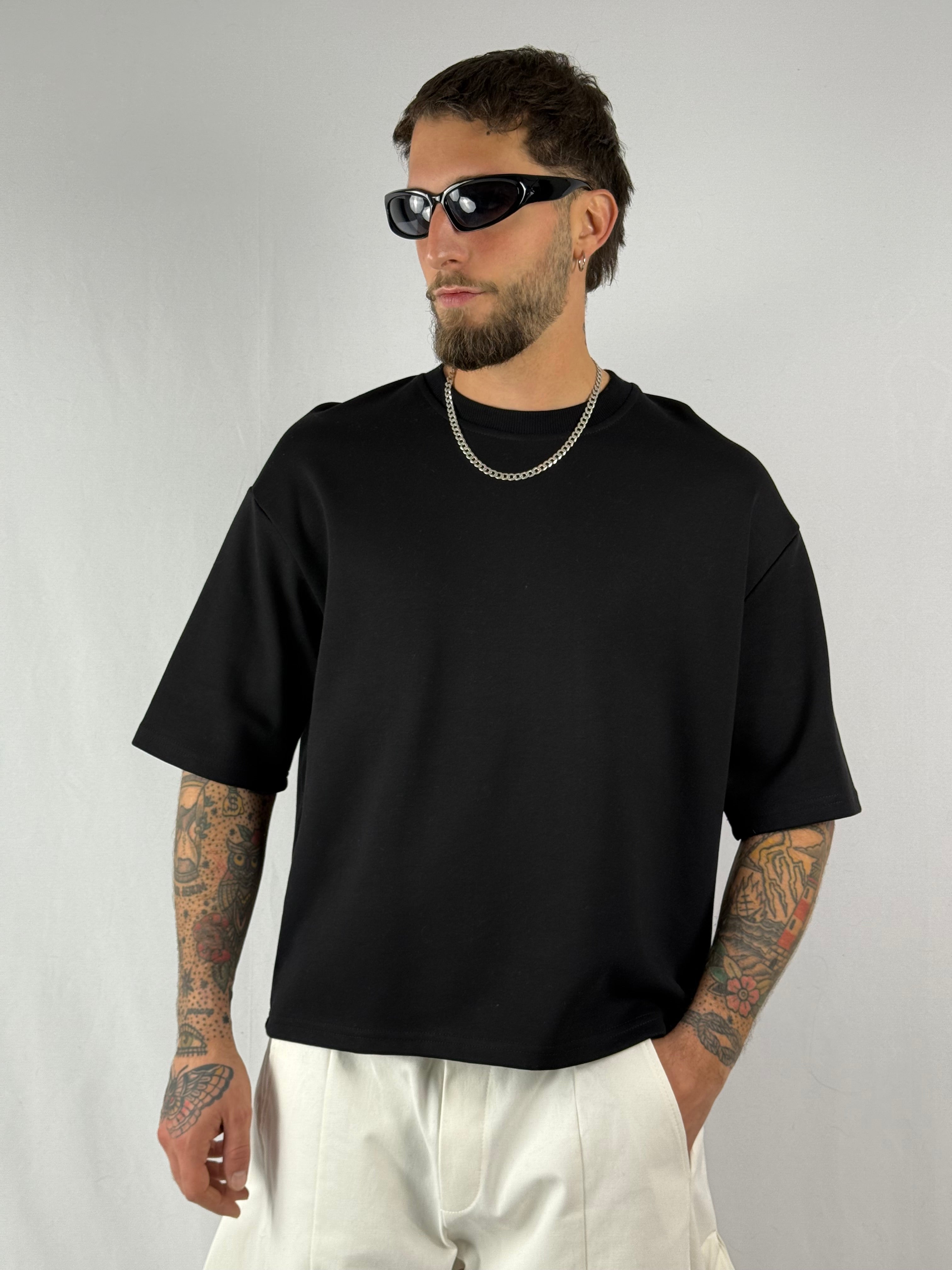 T-shirt interlok crop nero