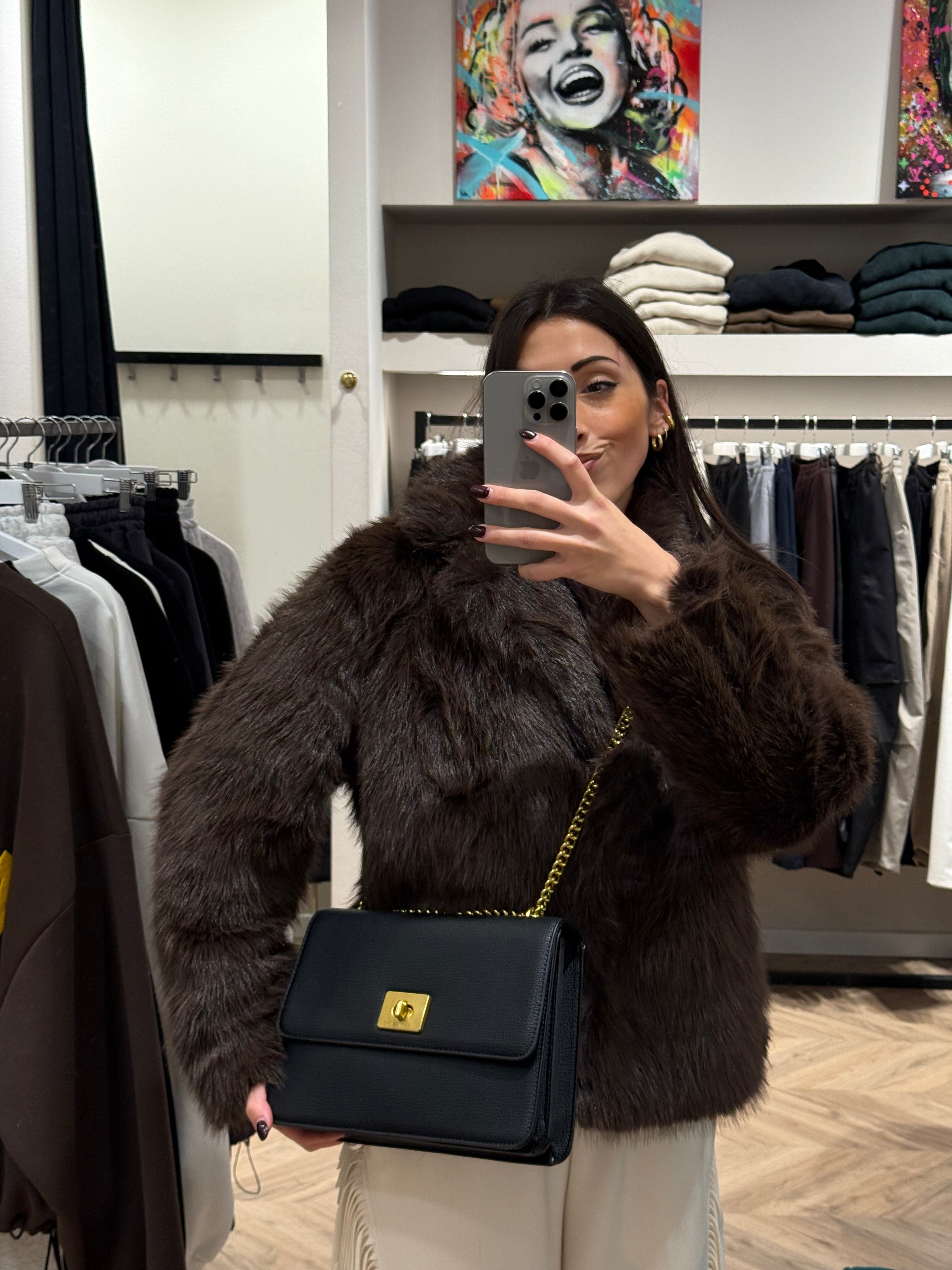 Borsa ecopelle con catena oro