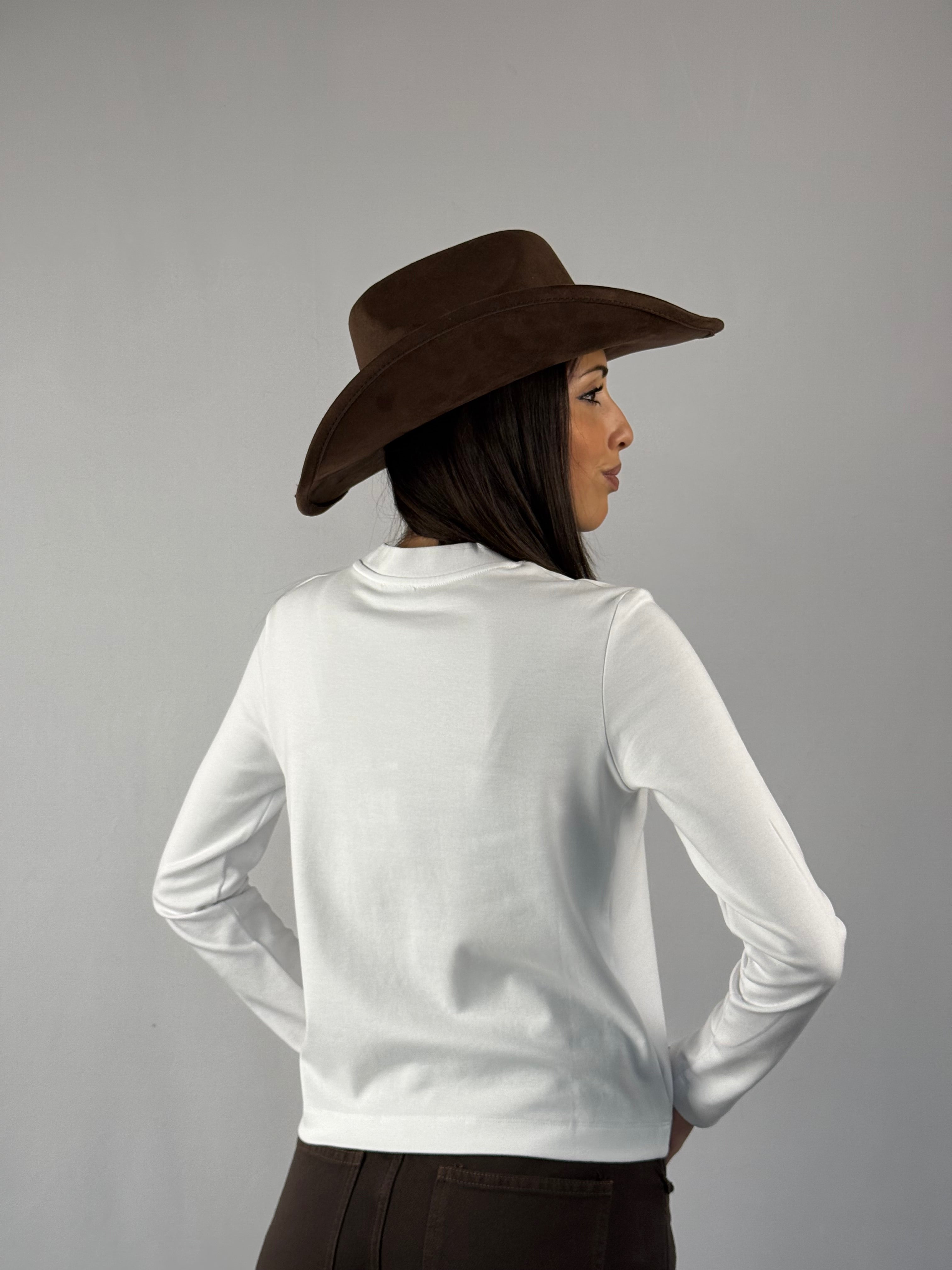 T-shirt maniche lunghe bianca cotone Lumina