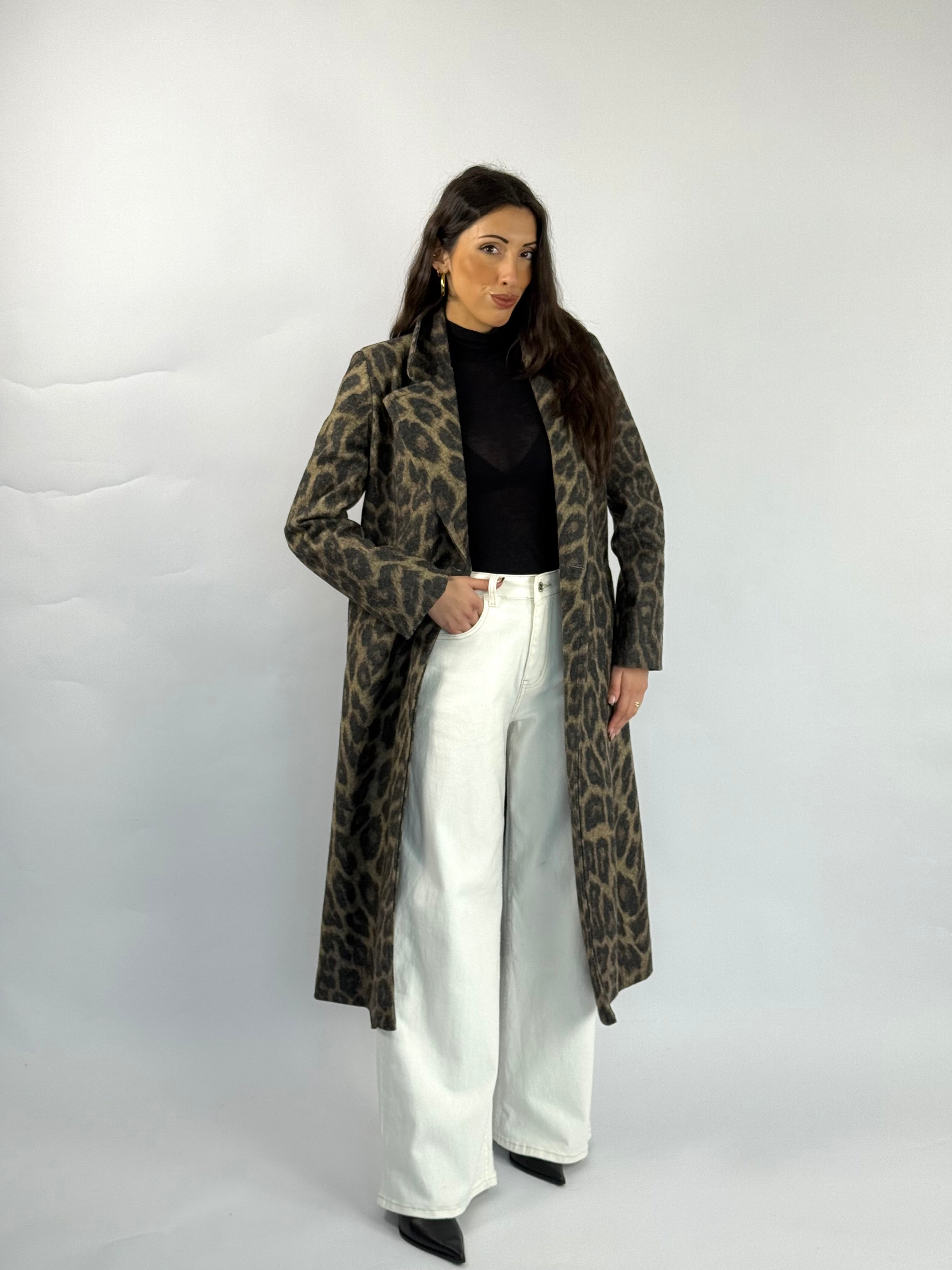 Cappotto misto lana Leopard Lumina