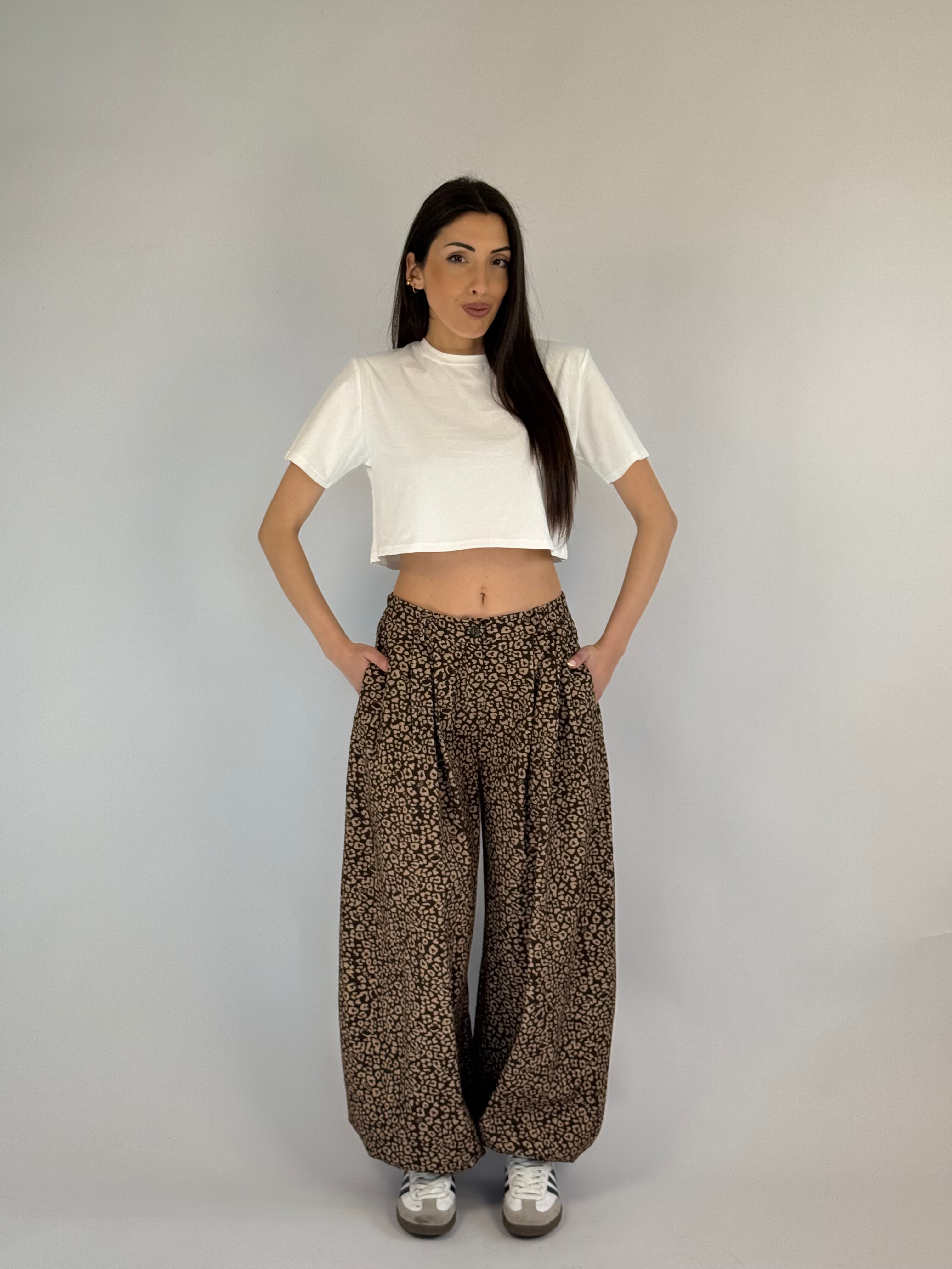 Jeans extra balloon leopardato
