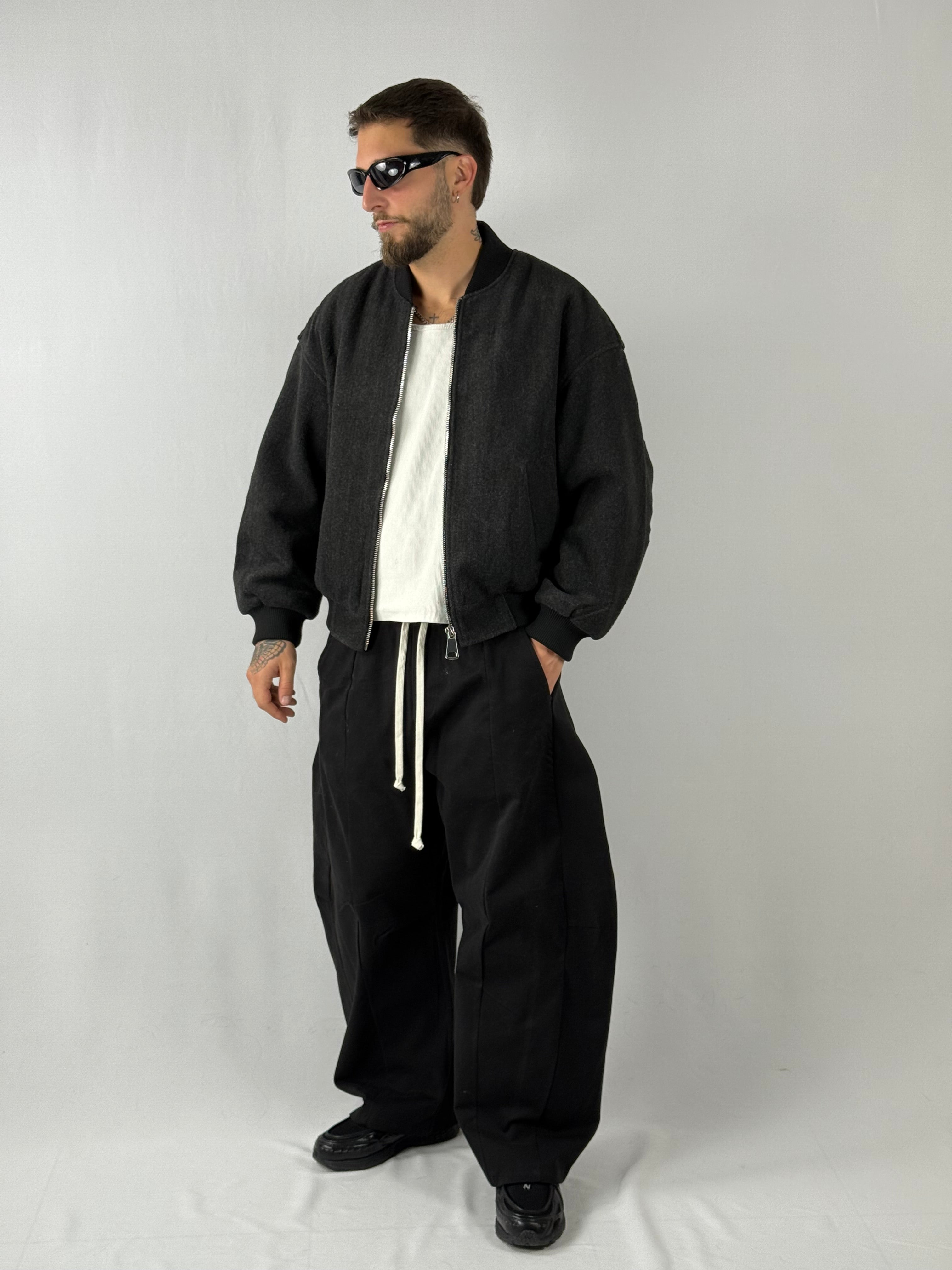 Bomber over dark grey