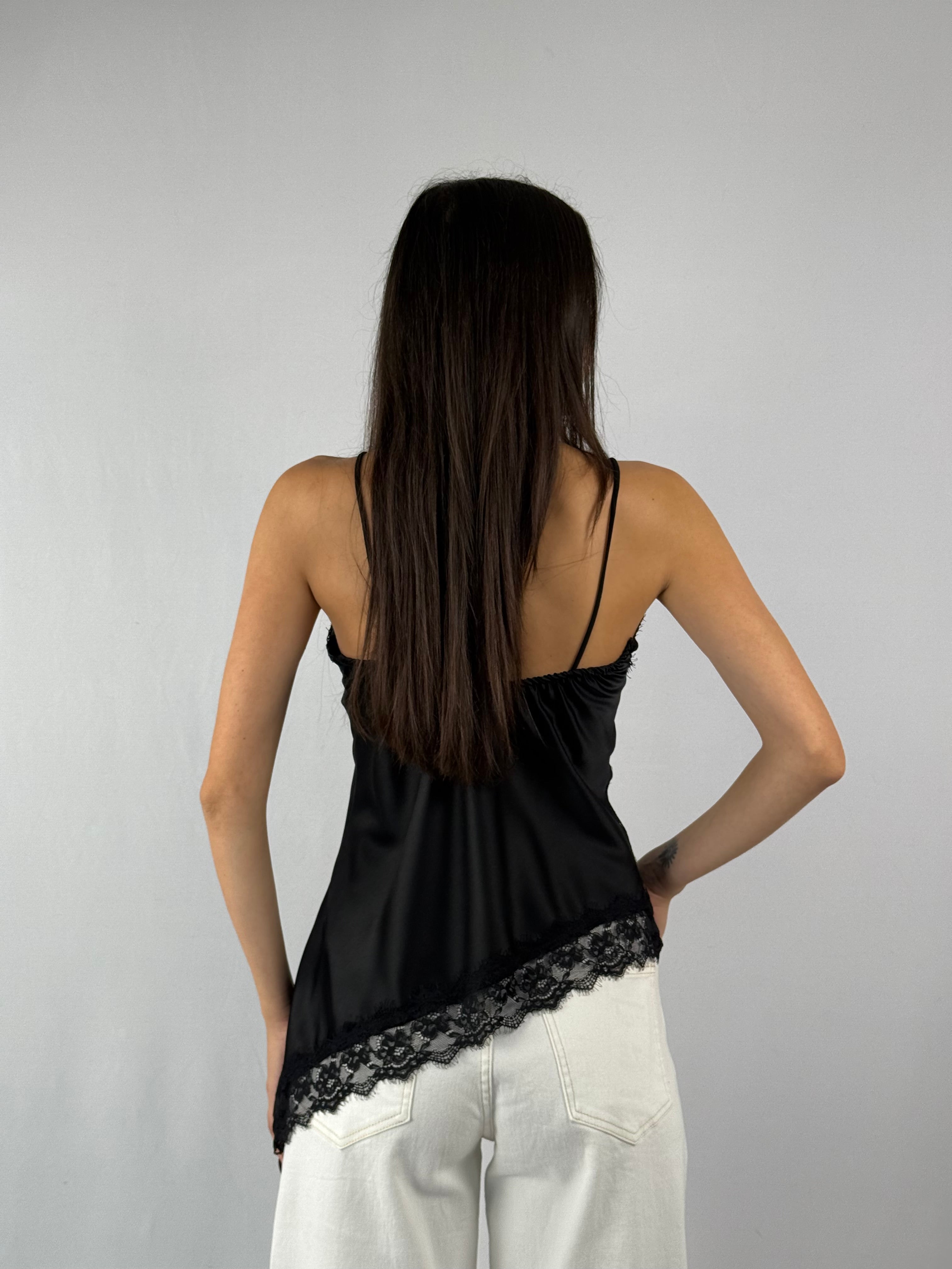Canotta satin nera