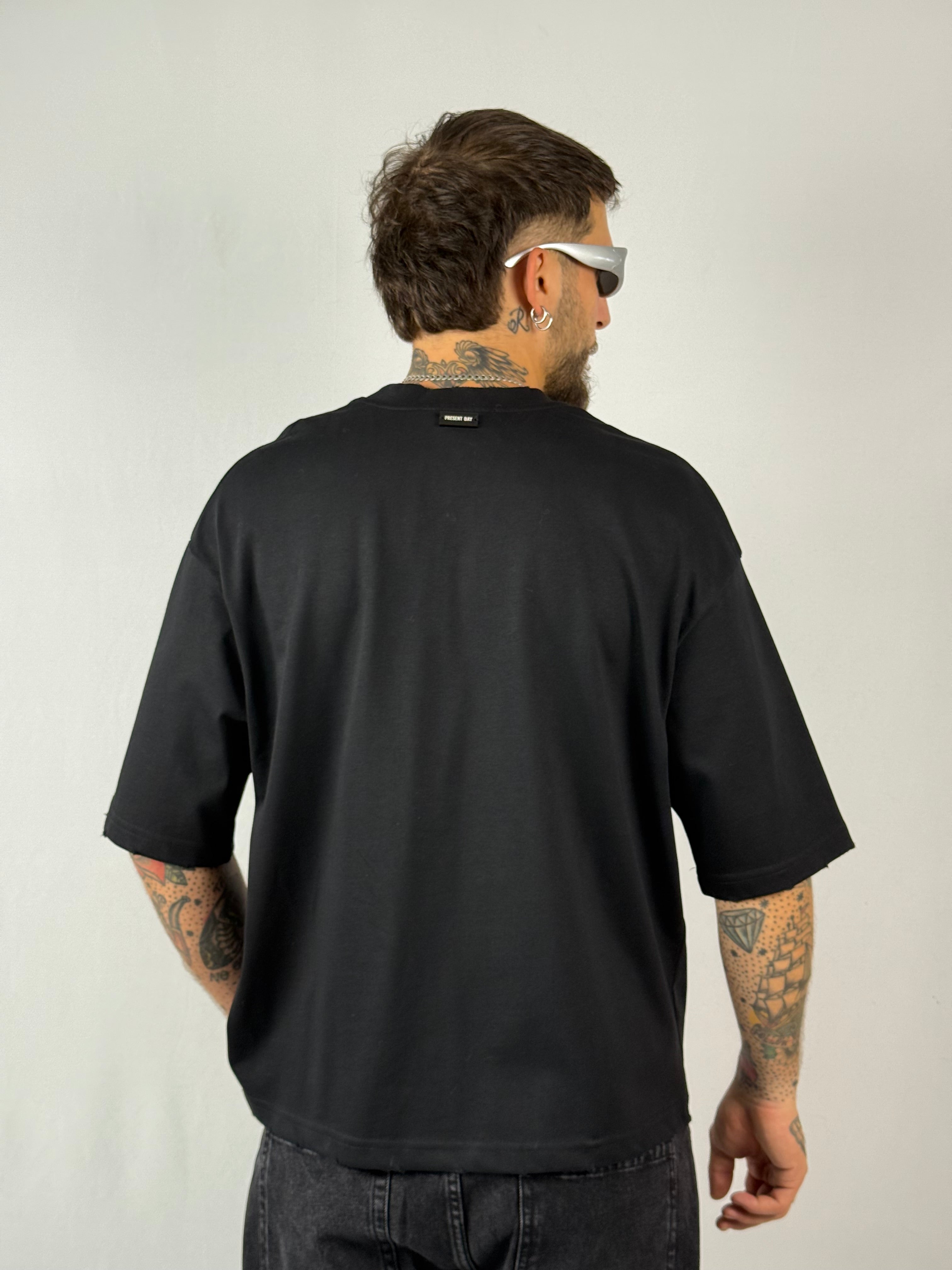 T-shirt crop 230g nera