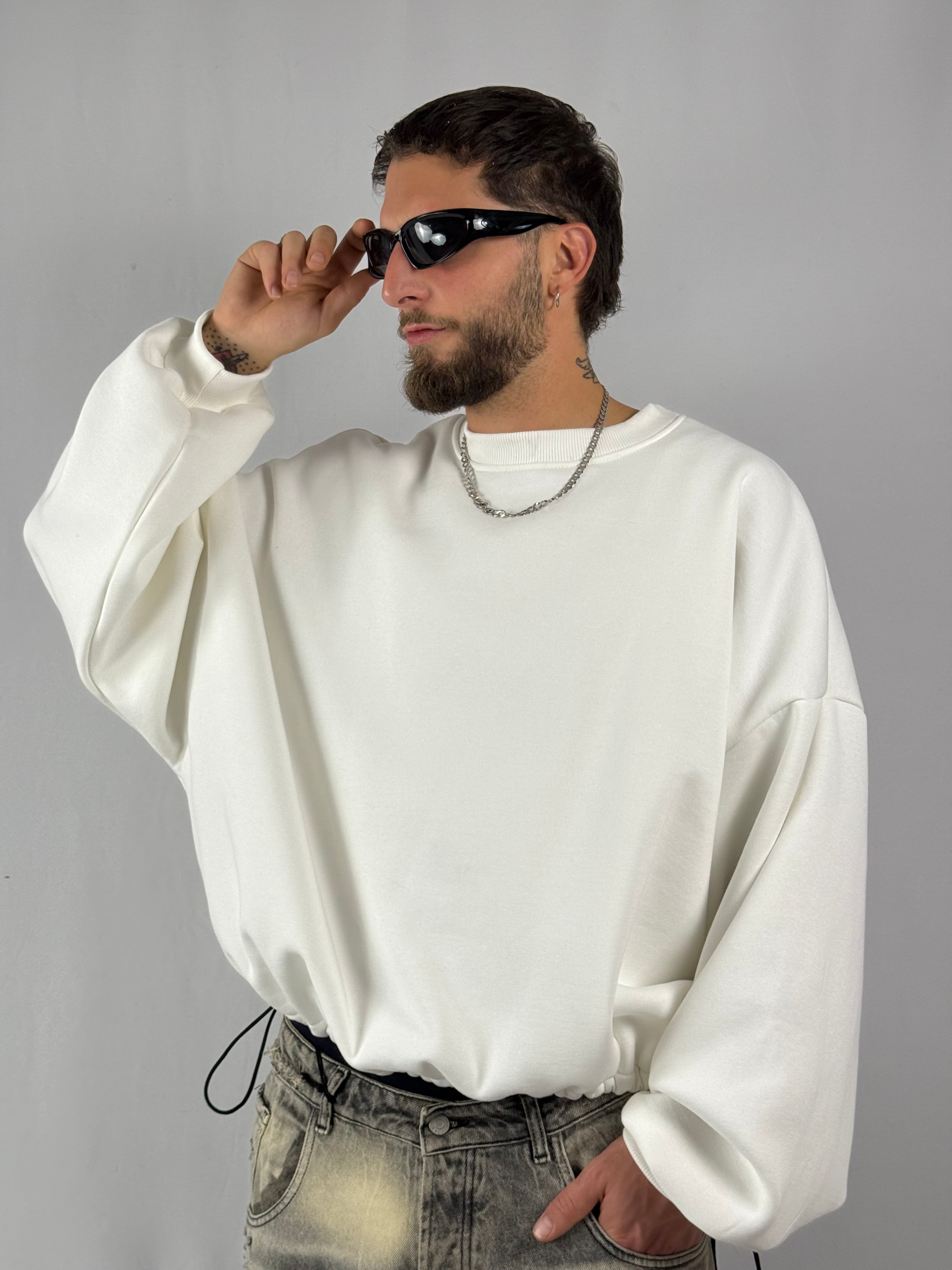 Felpa cropped “with love” bianca