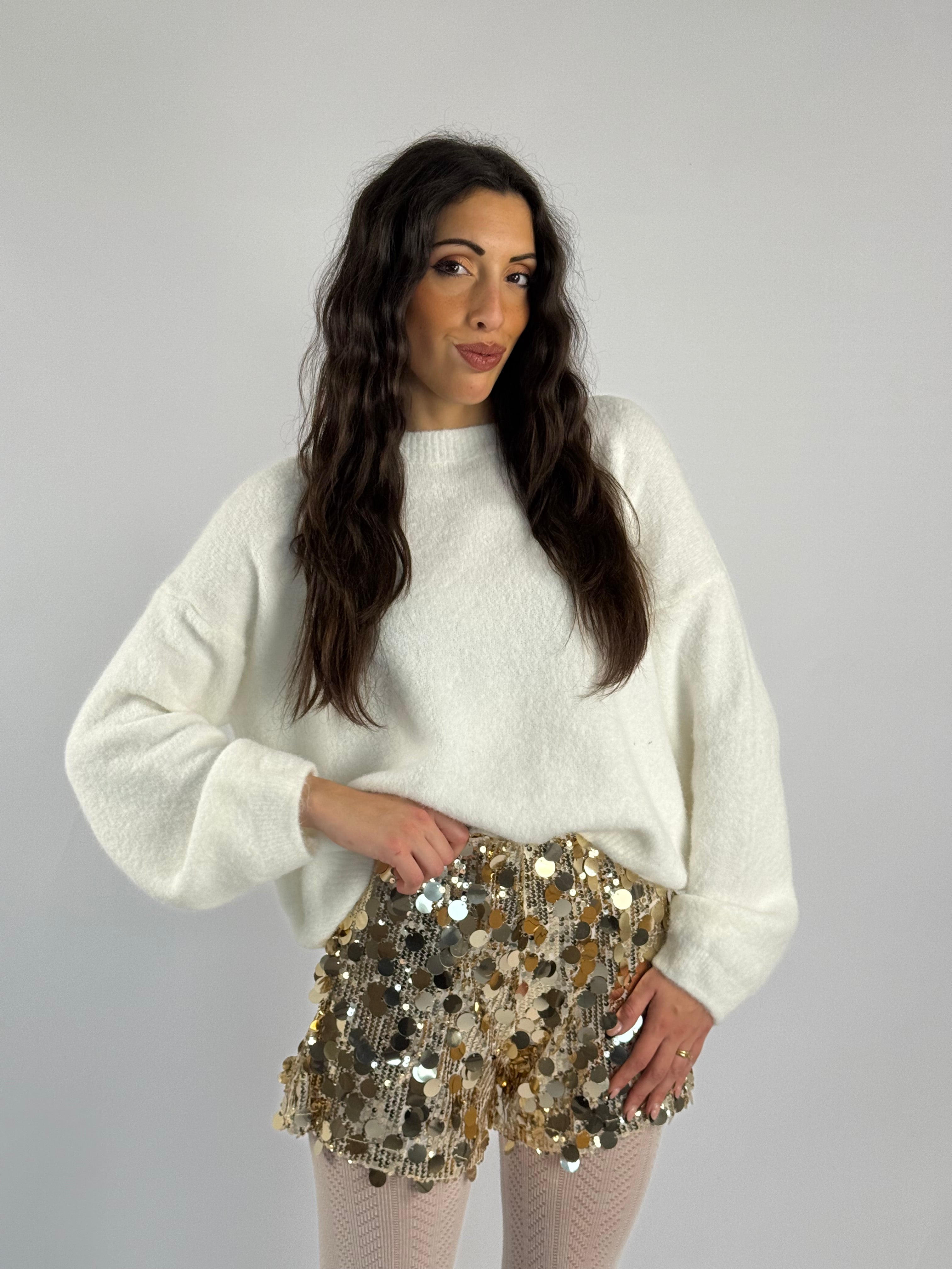Pantaloncino paillettes oro