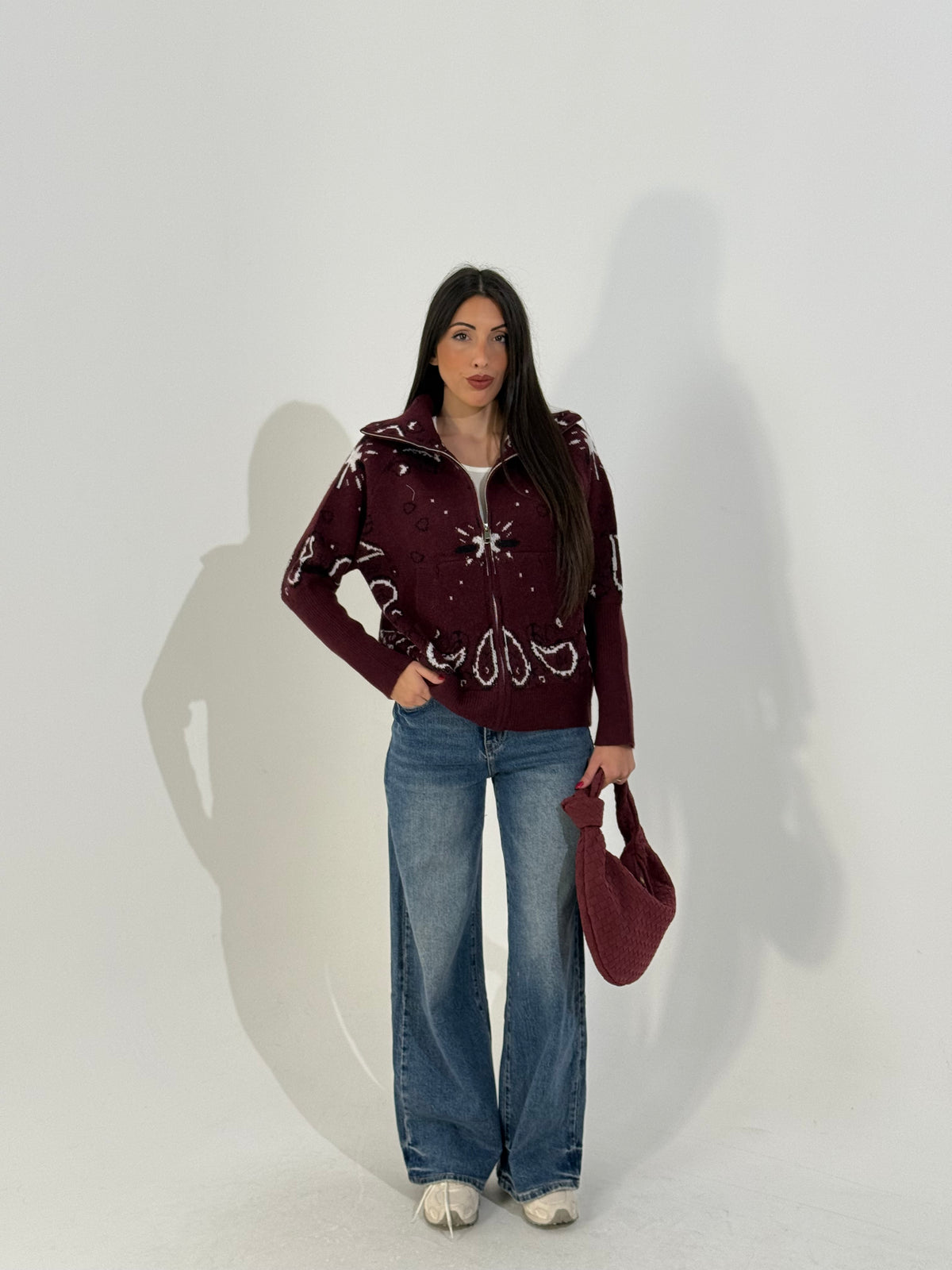 Maglione bandana zip