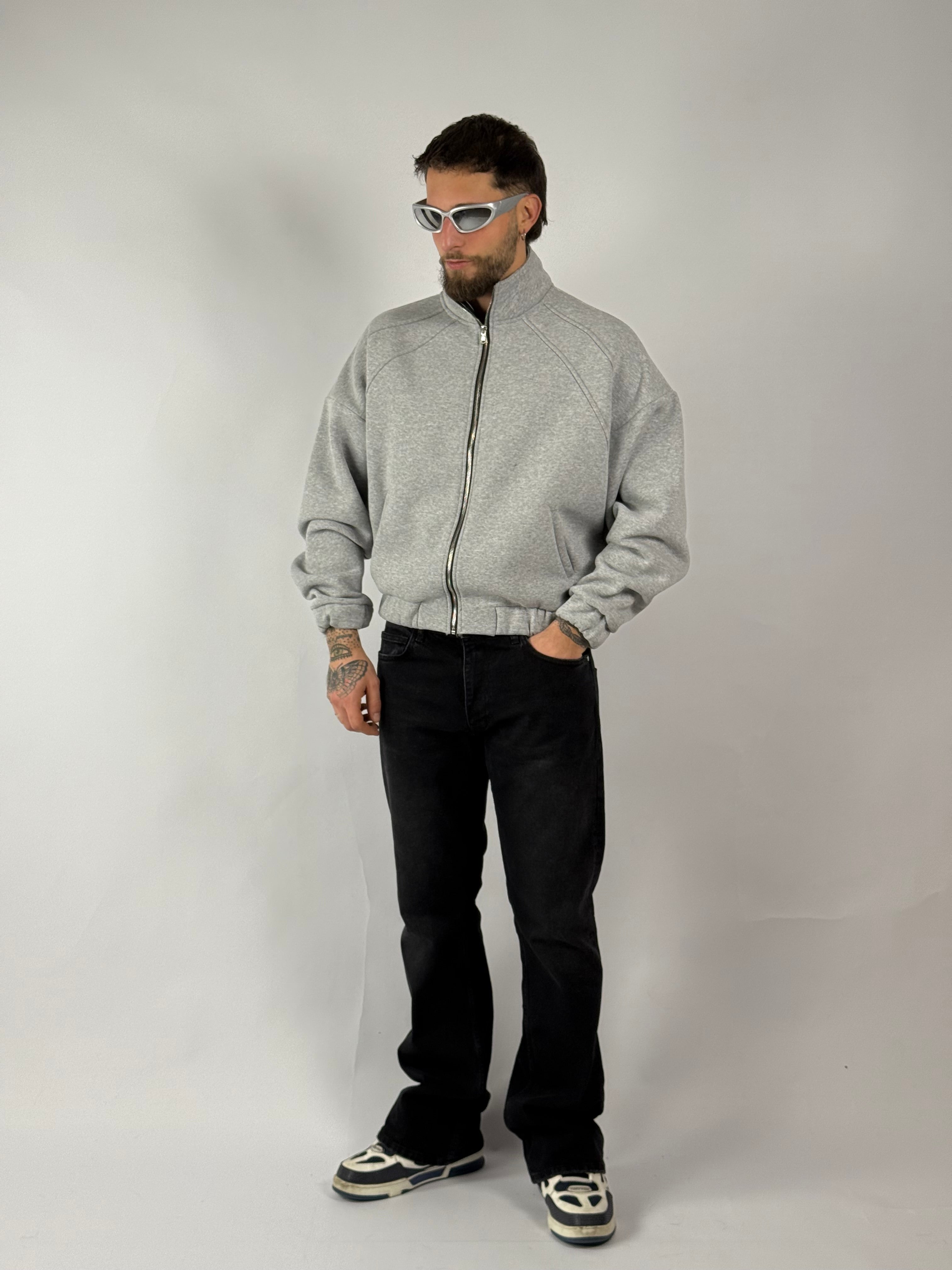 Felpa zip “grand prix” grigia