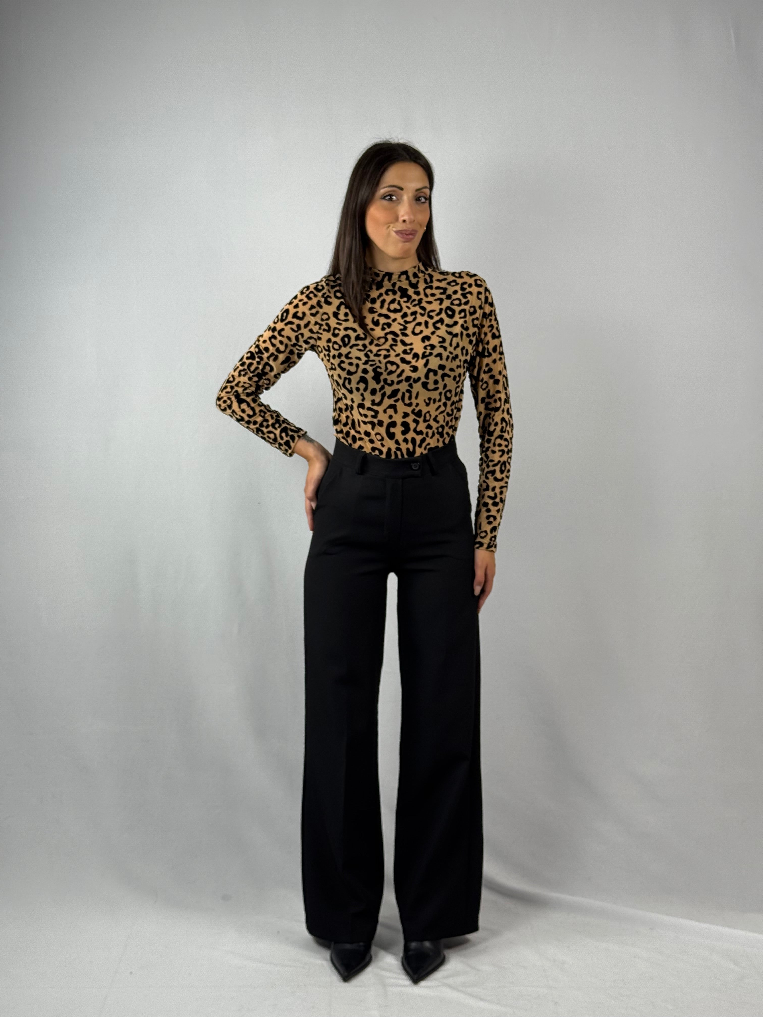 Maglia semitrasparente leopardata