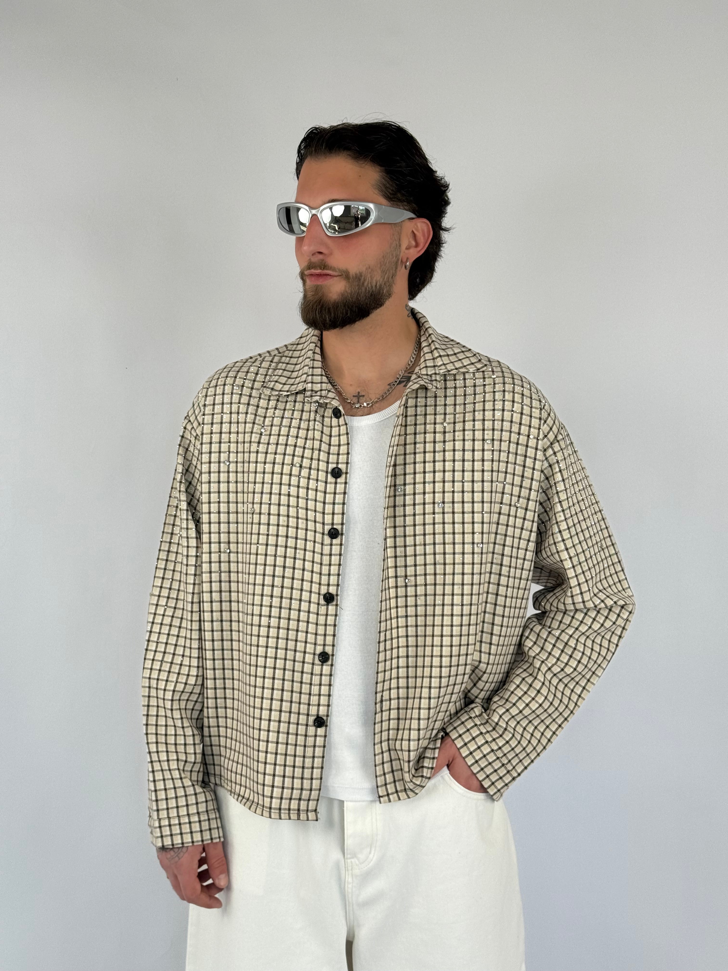 Camicia crop quadri diamond