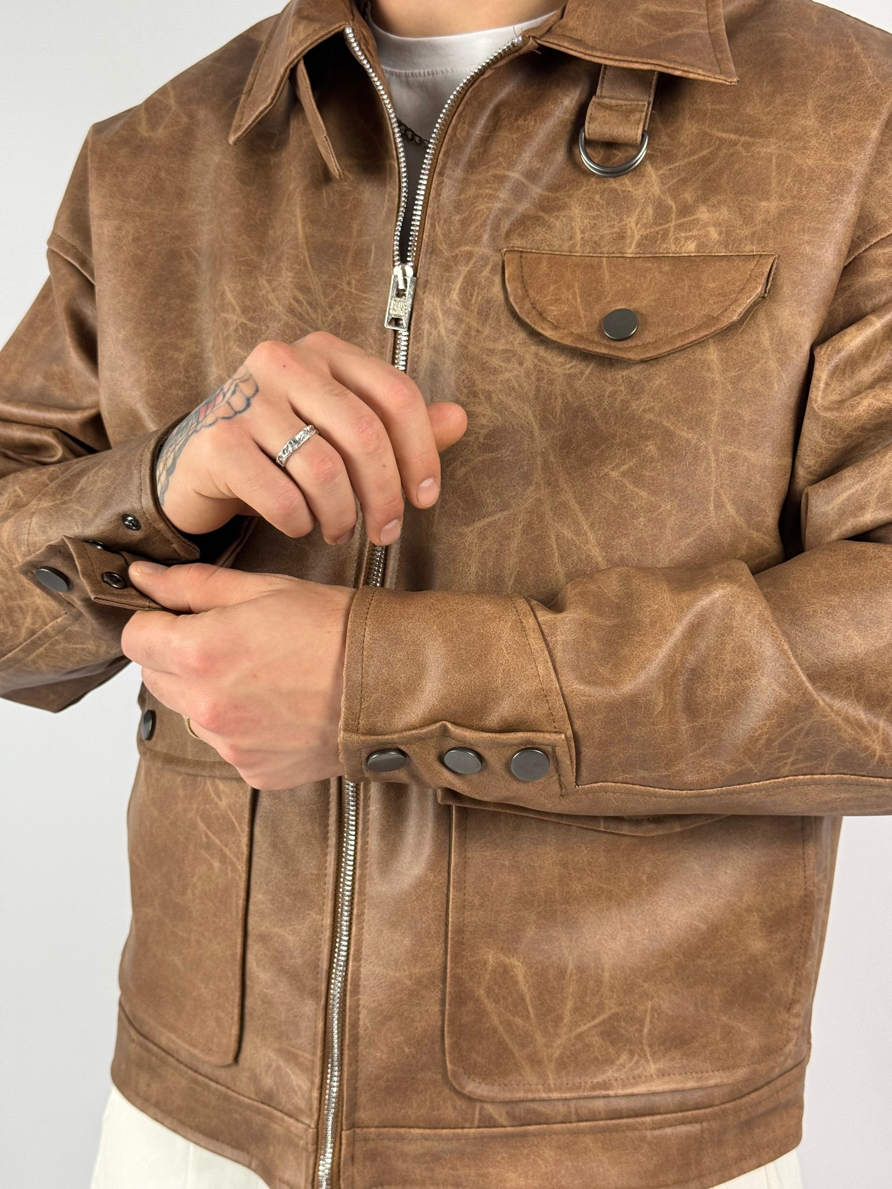 Jacket “Depp” crop cuoio chiaro