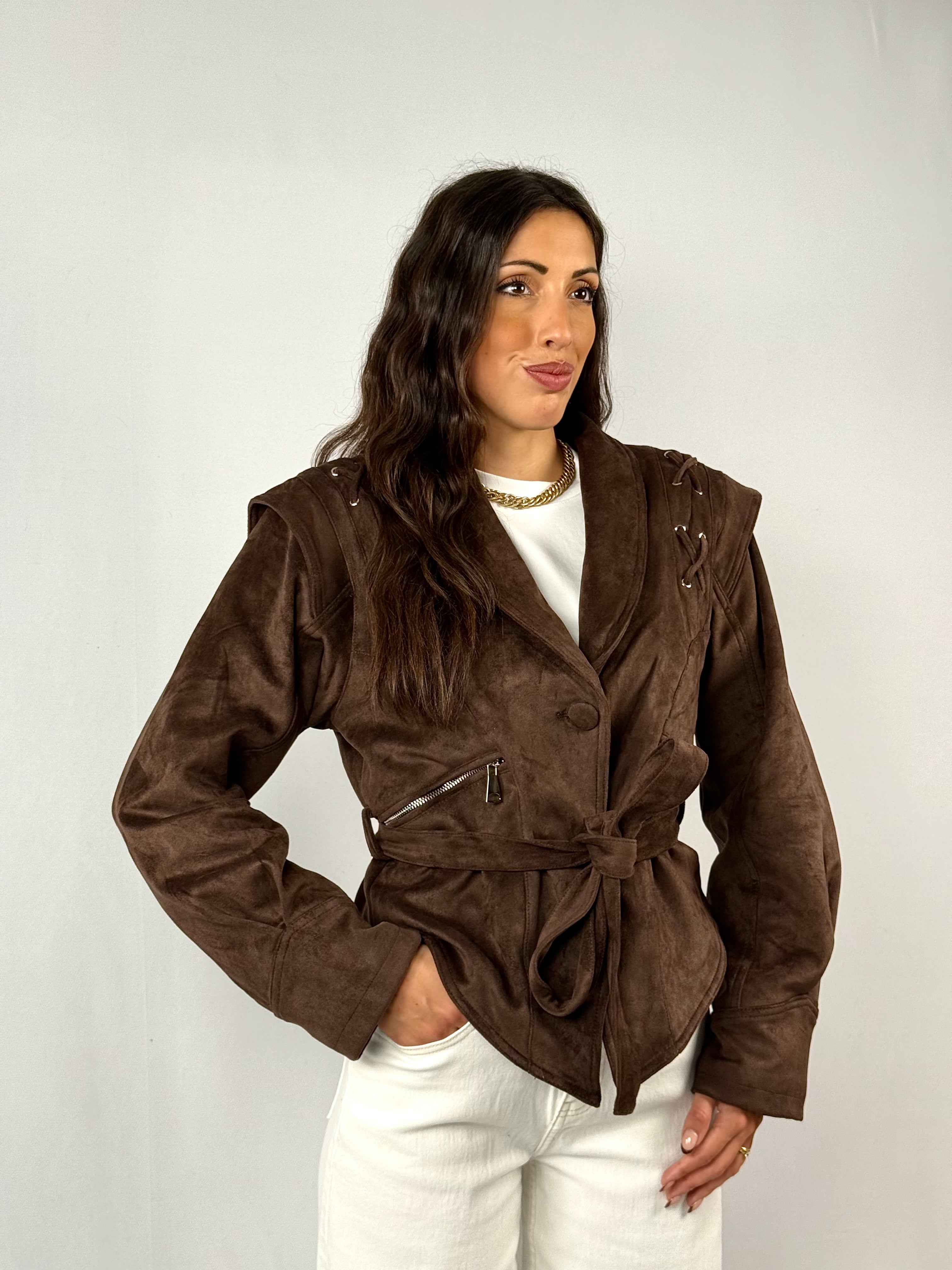 Giacca in suede marrone