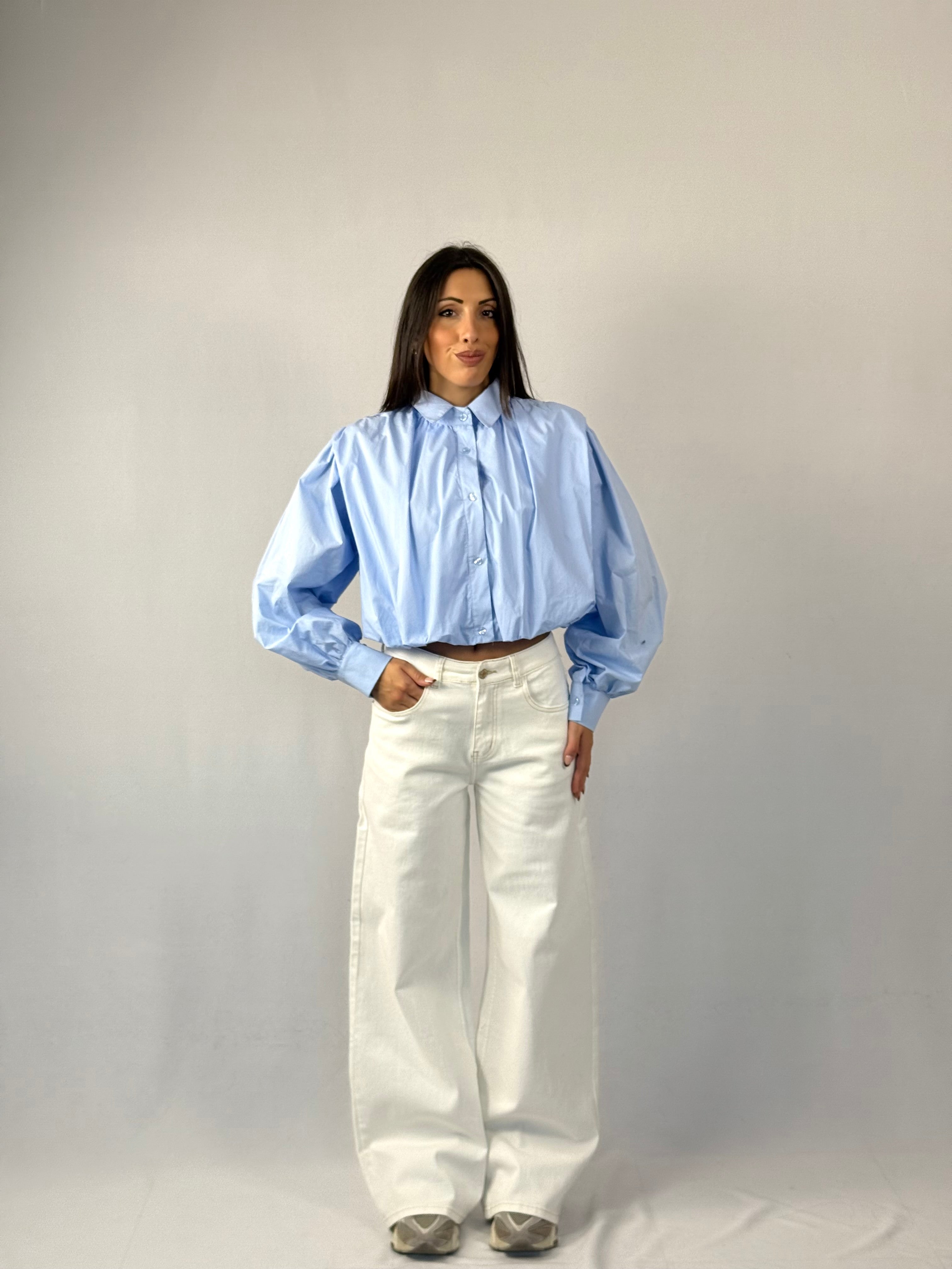 Camicia crop palloncino