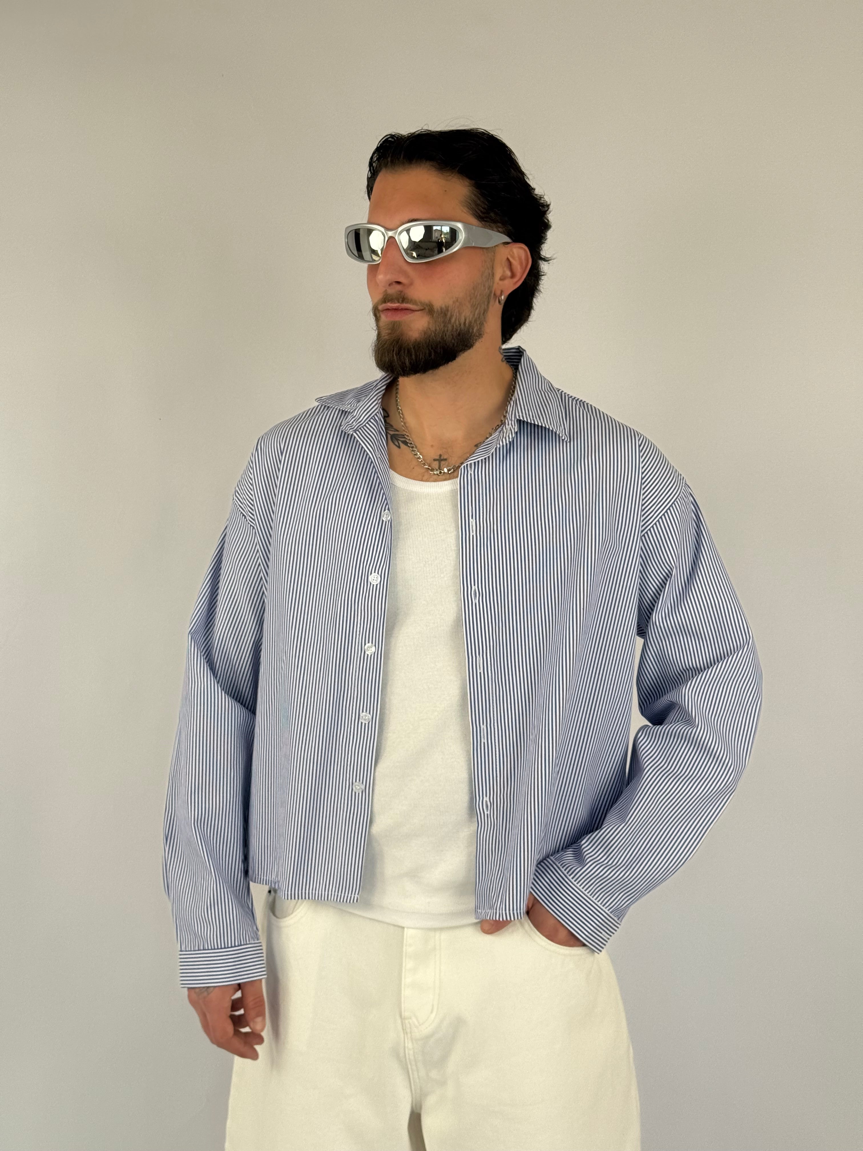 Camicia crop righe