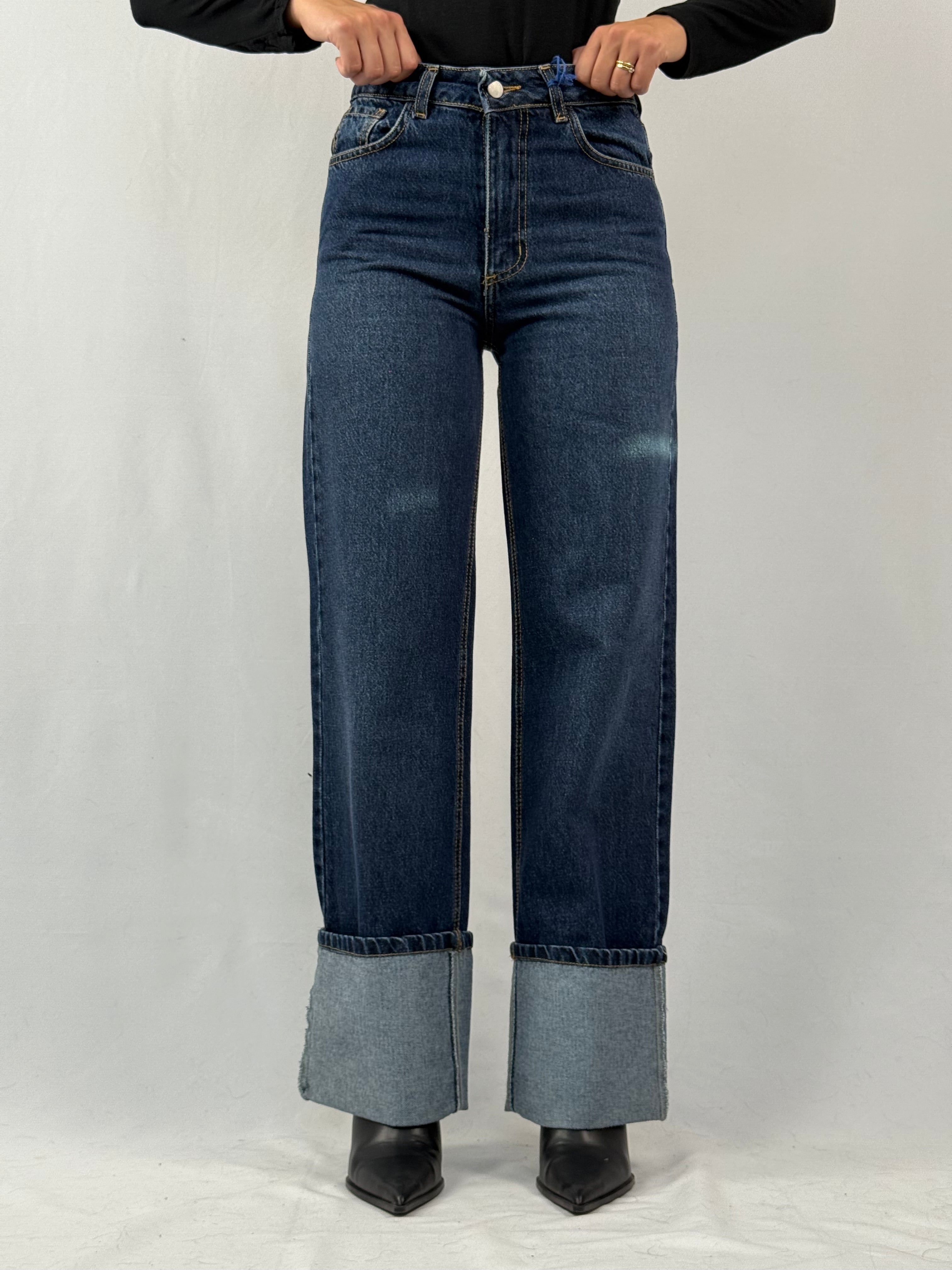 Jeans risvolto denim scuro