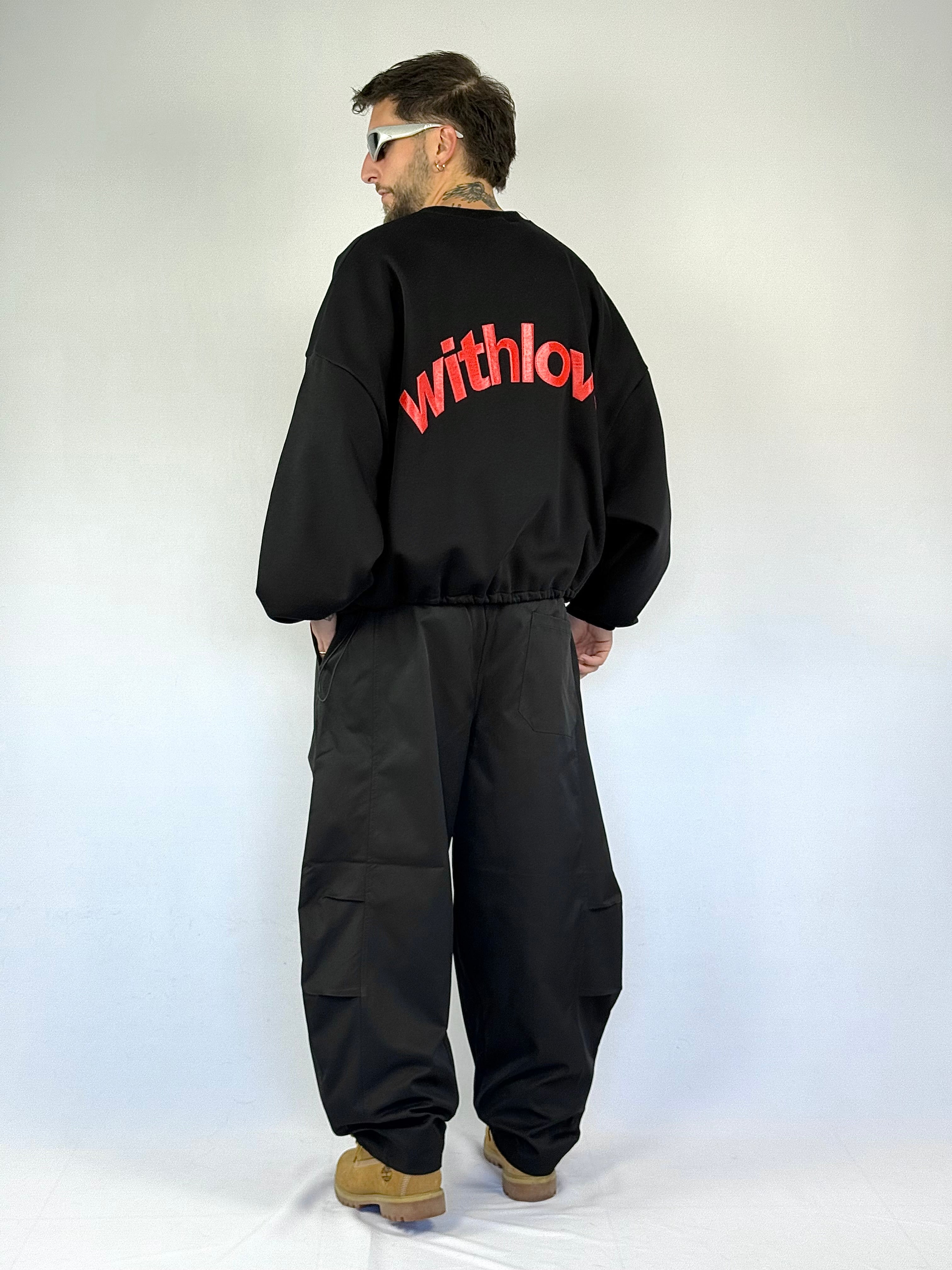 Felpa cropped “with love” nera