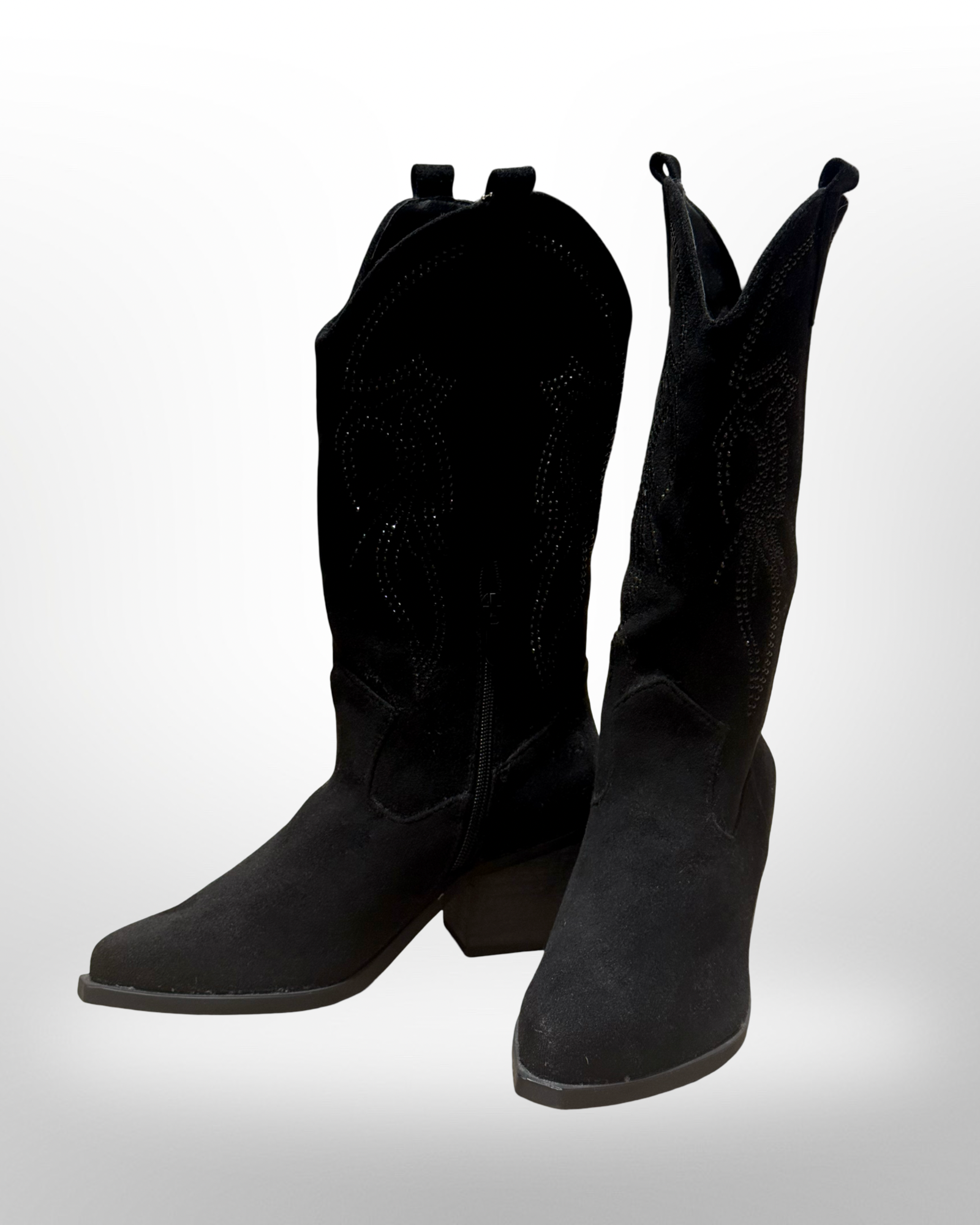 Texani bassi neri con strass