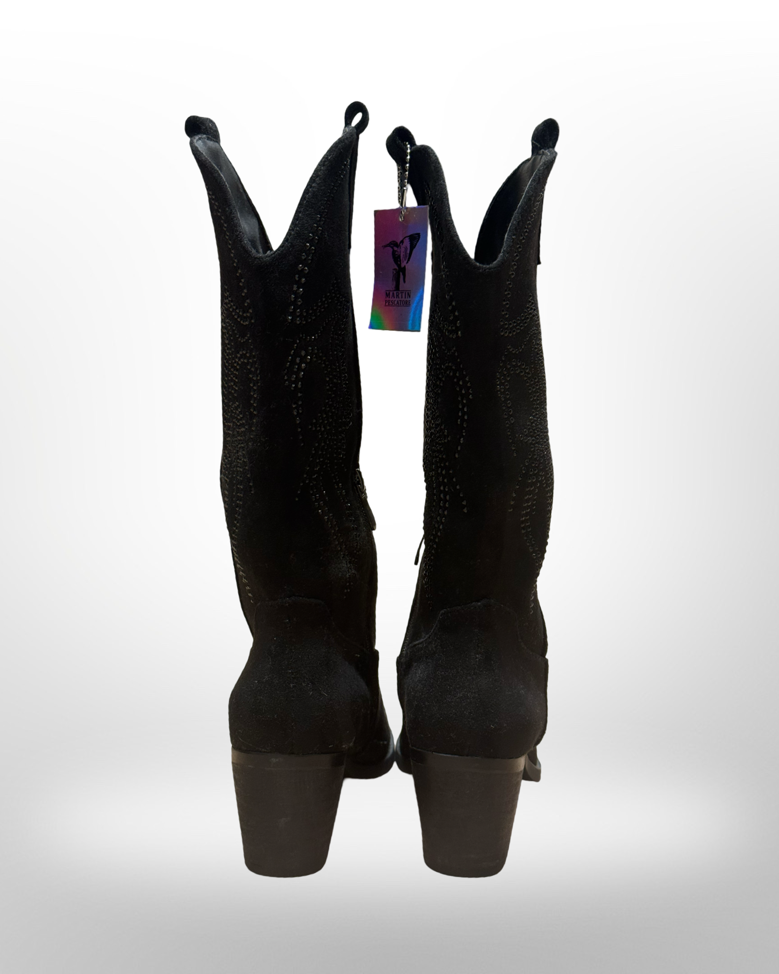 Texani bassi neri con strass