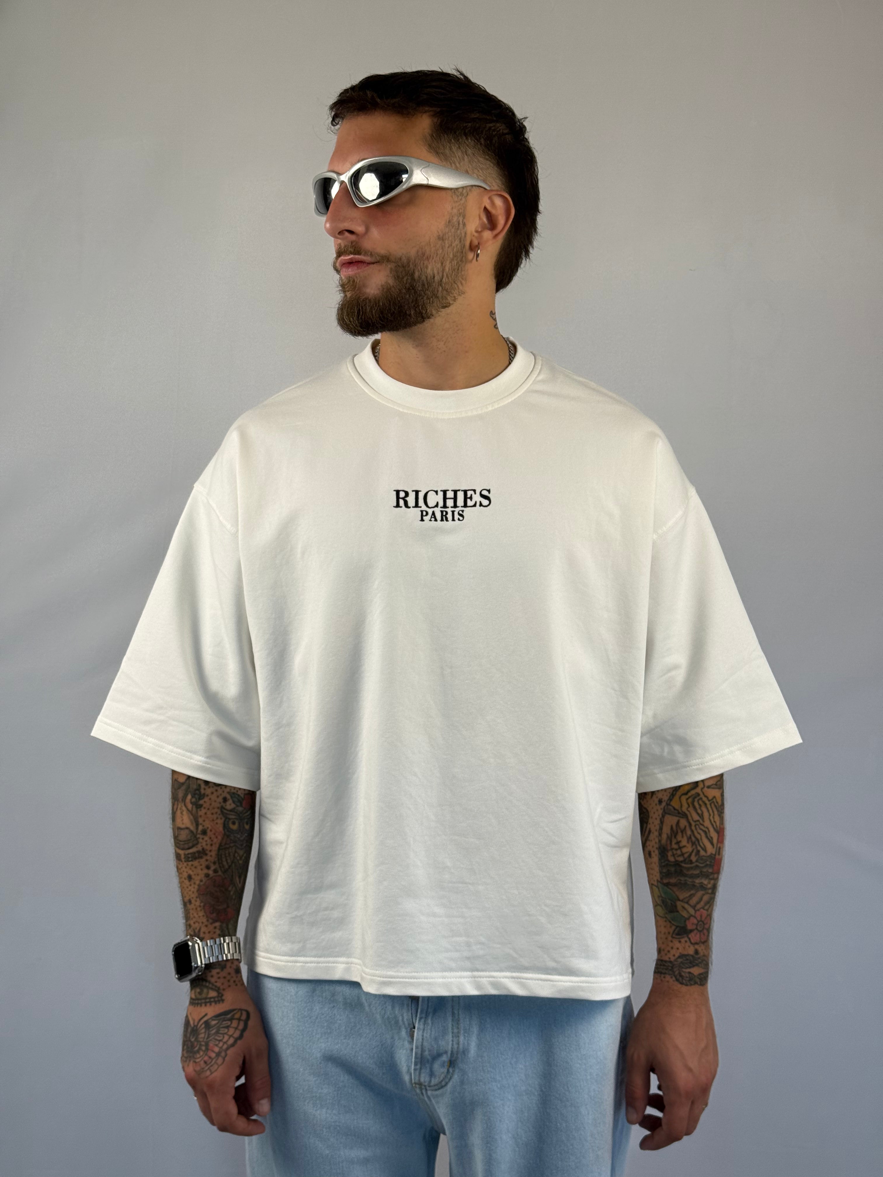 T-shirt crop Mona black white