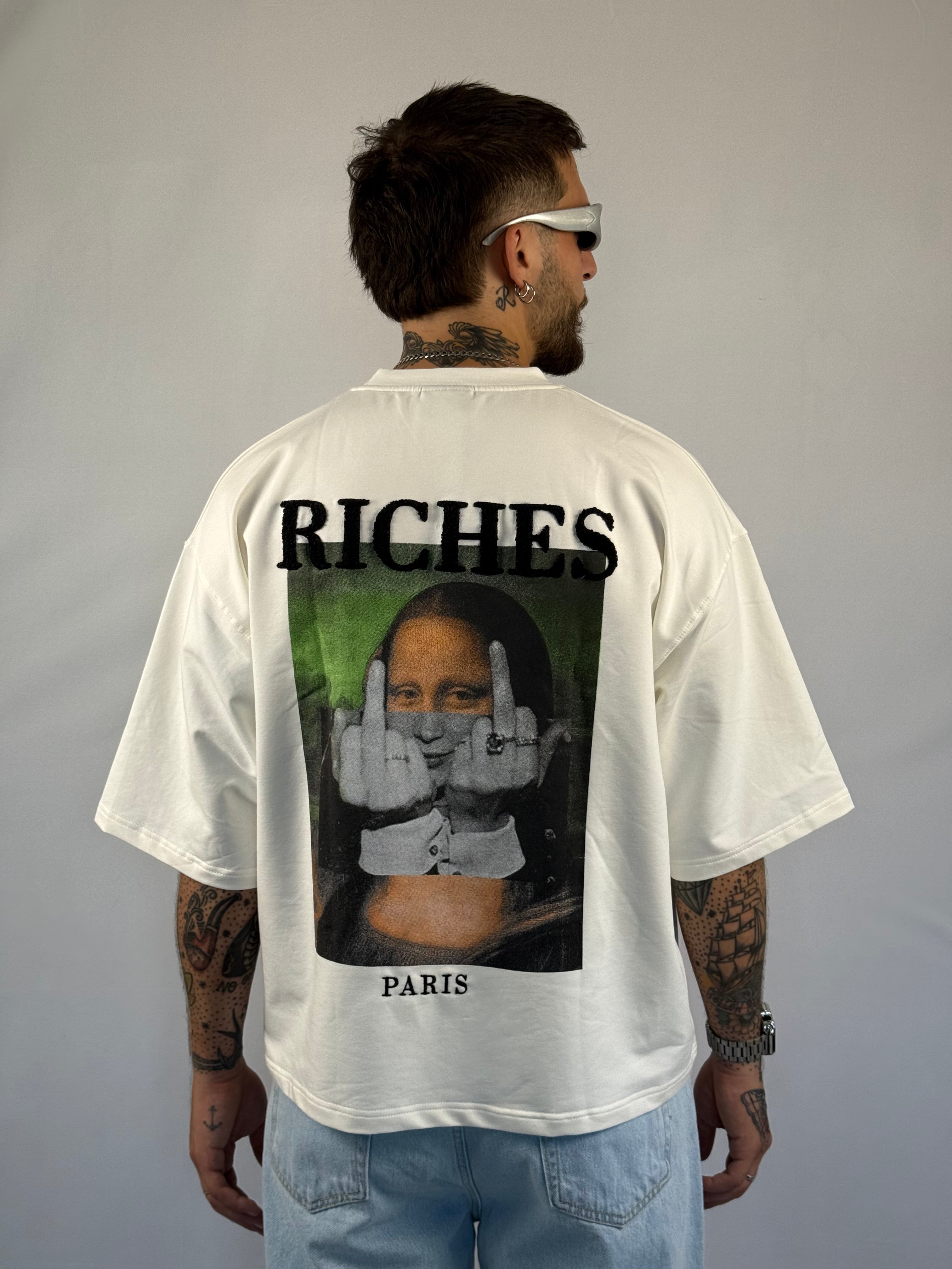 T-shirt crop Mona black white