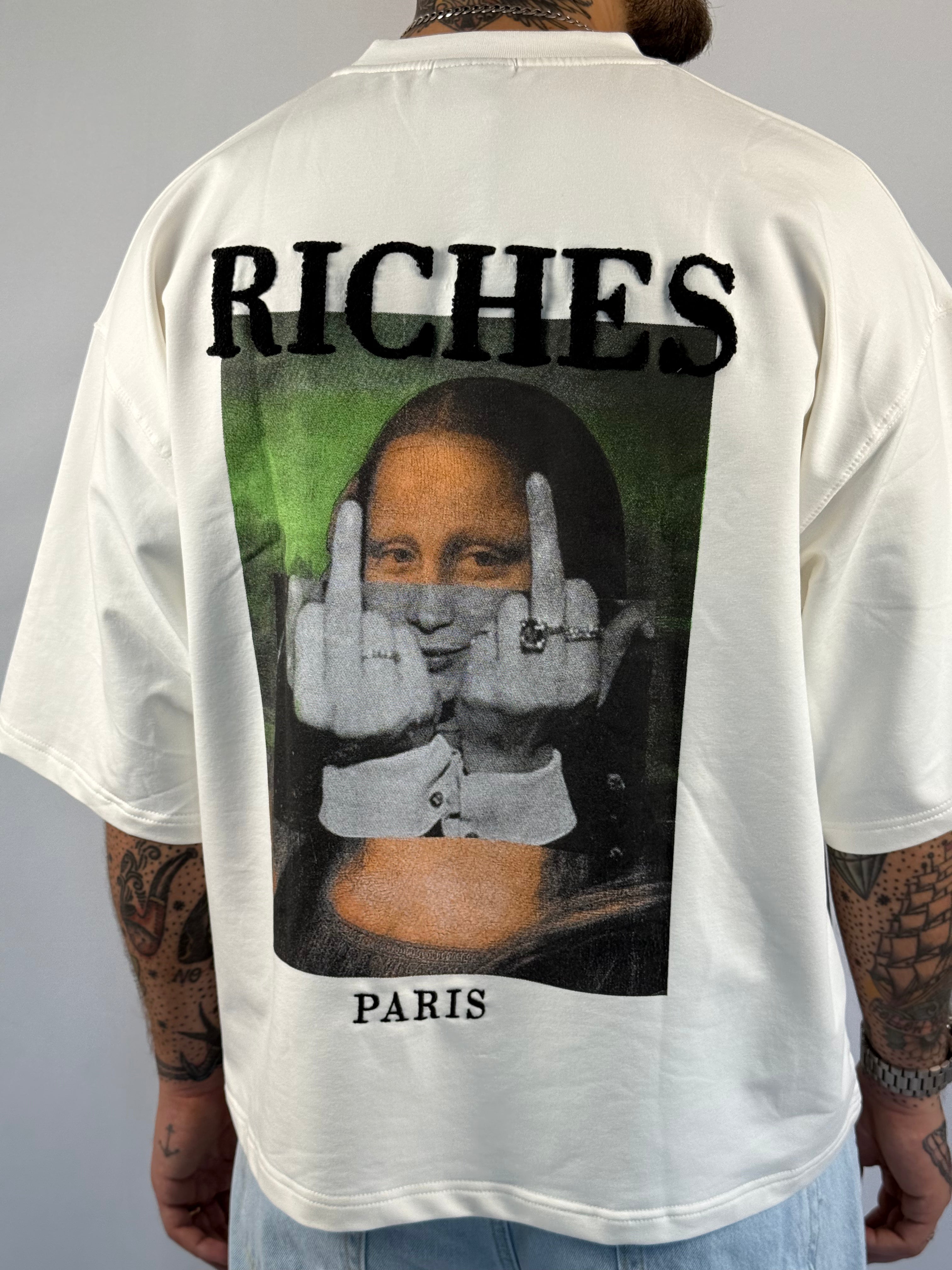 T-shirt crop Mona black white