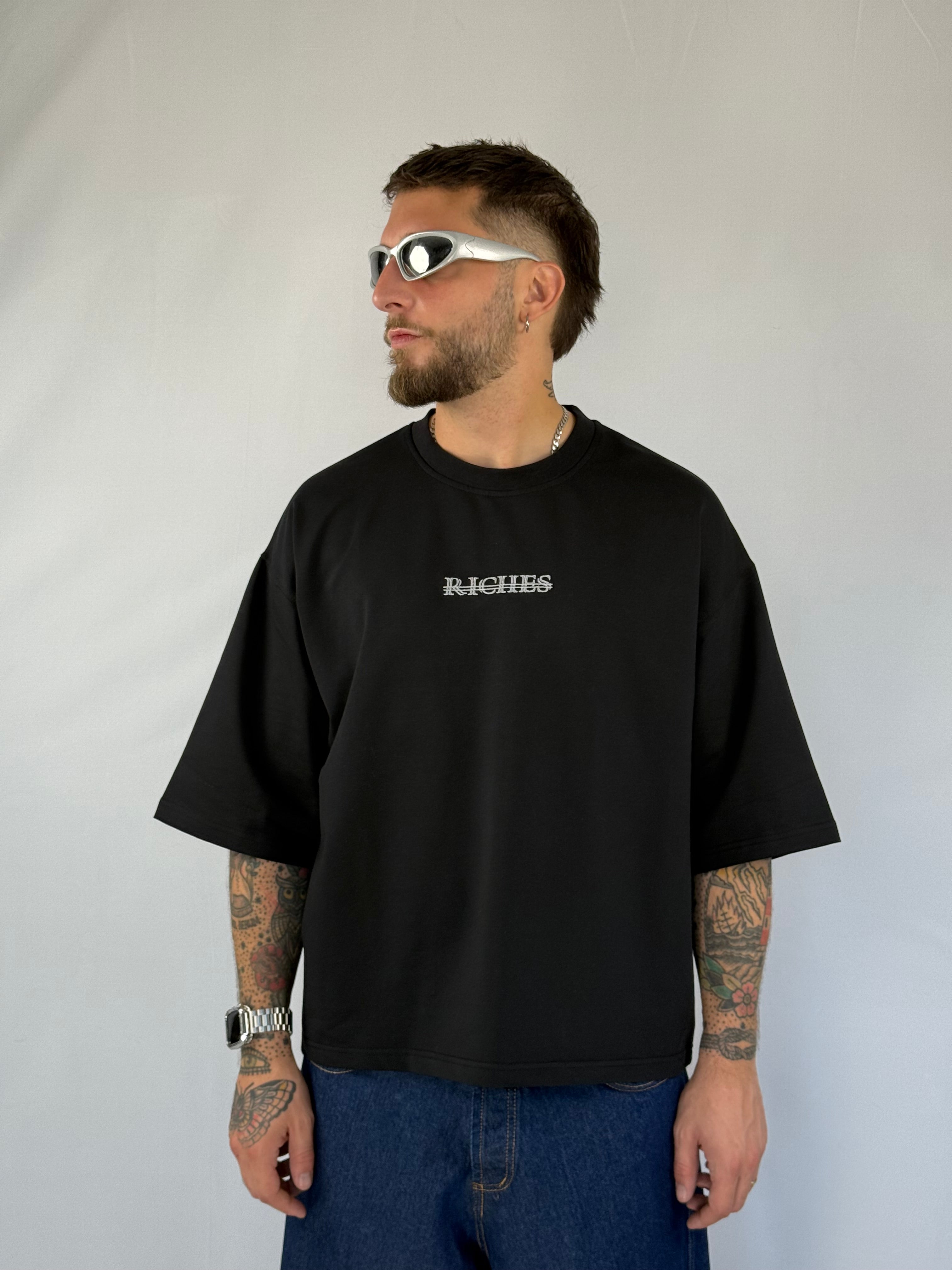 T-shirt crop Riches black
