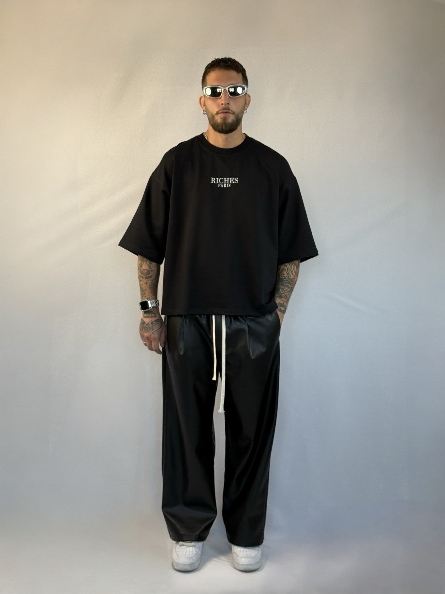T-shirt crop Riches black